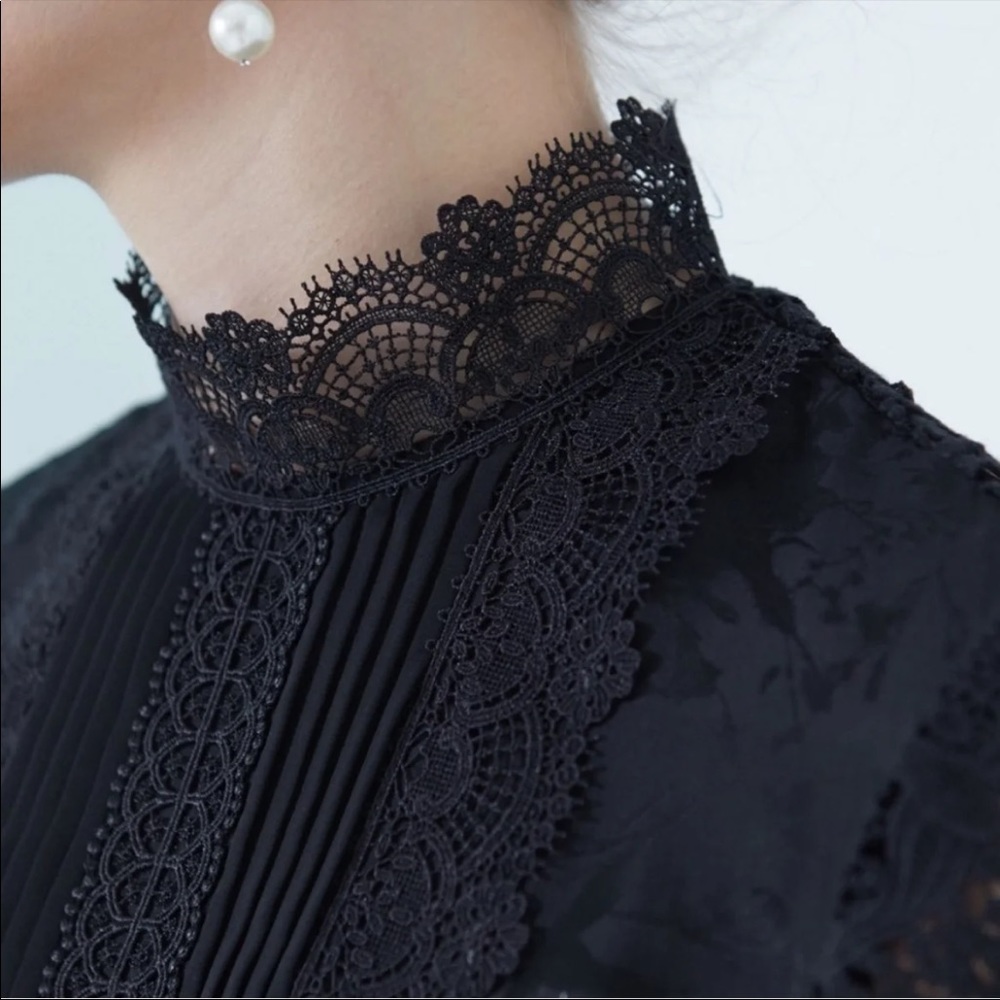 ERDEM X H&M black lace silk shirt